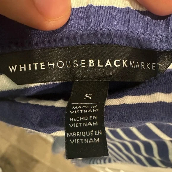 White House Black Market Striped Off-the-Shoulder Fit & Flare Dress